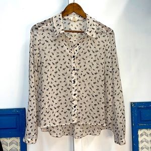 Chic Animal Print Cream Blouse.